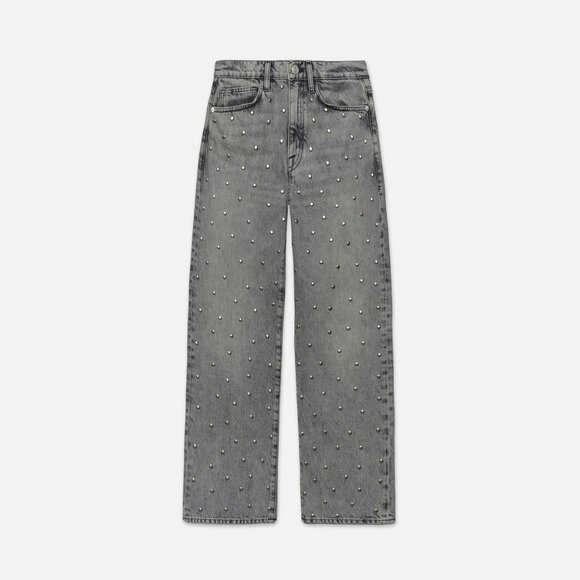 FRAME Le Jane Crop Studded Straight Leg Jeans Subculture Size 32 NEW NWT - Picture 3 of 14